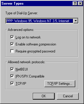 Dial-Up Networking Settings Picture