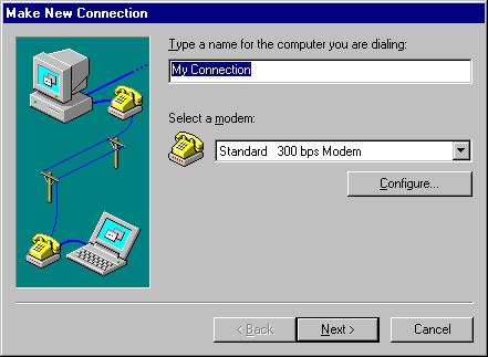 Picture of dial-up networking