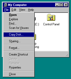 Picture of my computer with copy disk command
